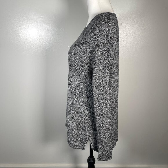Urban Knit Supply Black White Marled Crewneck Tight Knit Long Sleeve Sweater M - Picture 7 of 14
